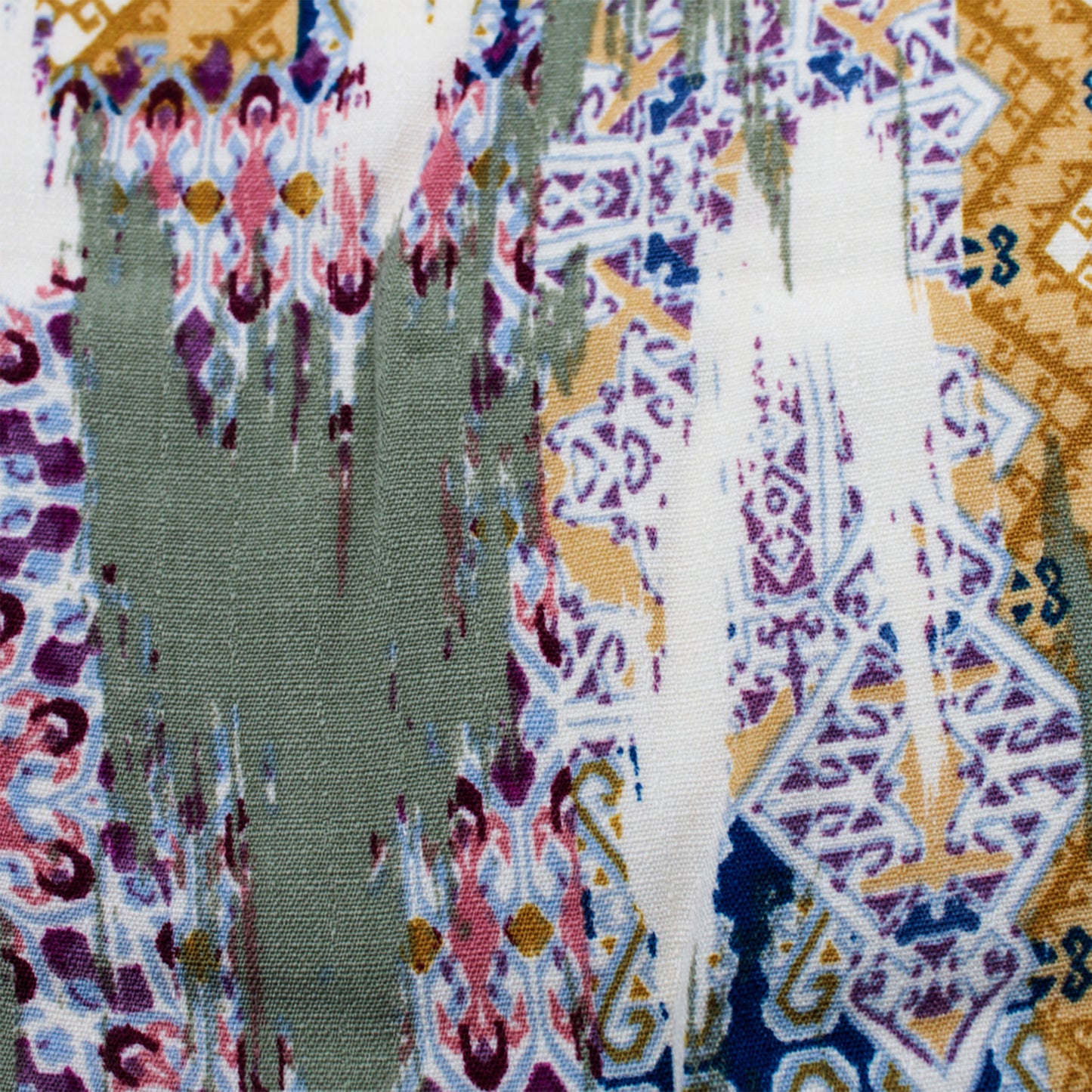 P-477-688-SAGE-GOLD-DENIM - PRINTED LINEN LOOK 100% POLYESTER