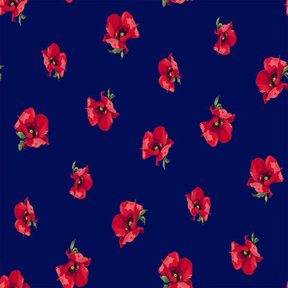 P-485-586-NAVY-RED - PRINTED CREPE CHIFFON 97% POLY 3% SPANDEX
