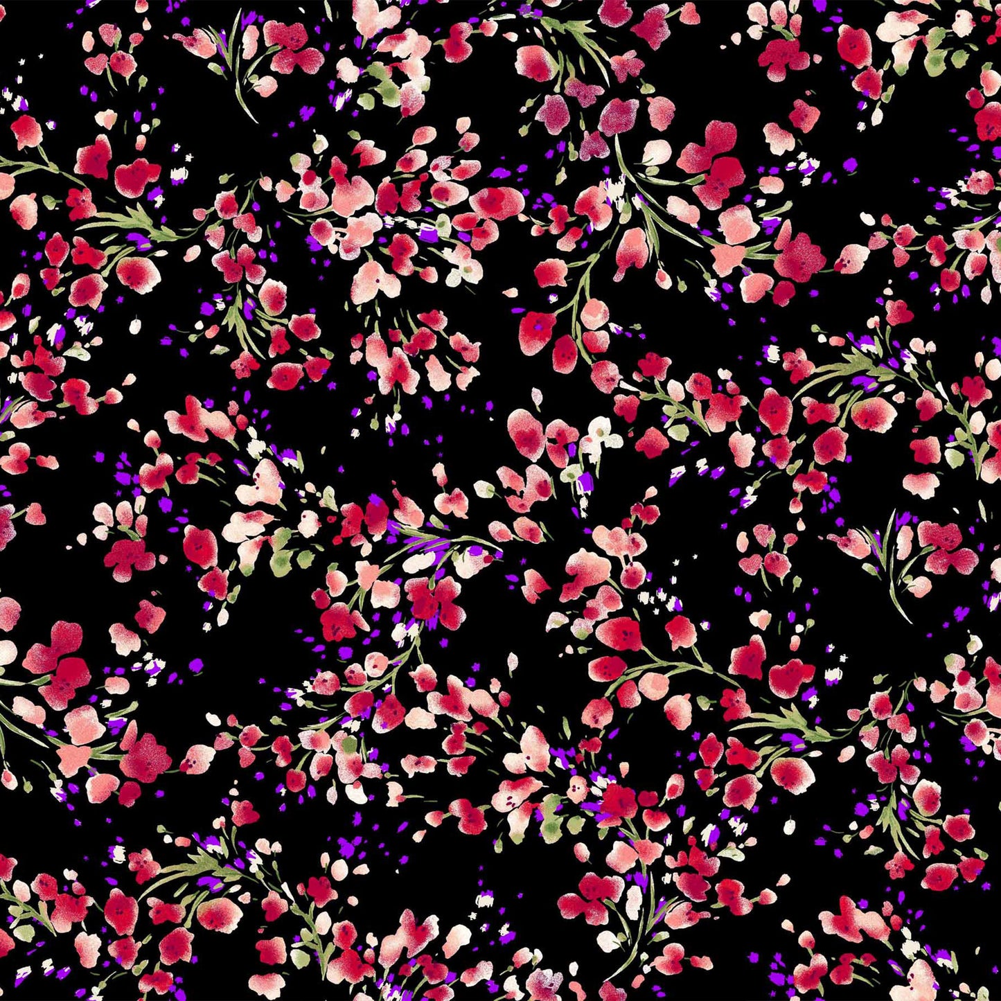 P-501-586-BLACK-RED - PRINTED CREPE CHIFFON 97% POLY 3% SPANDEX