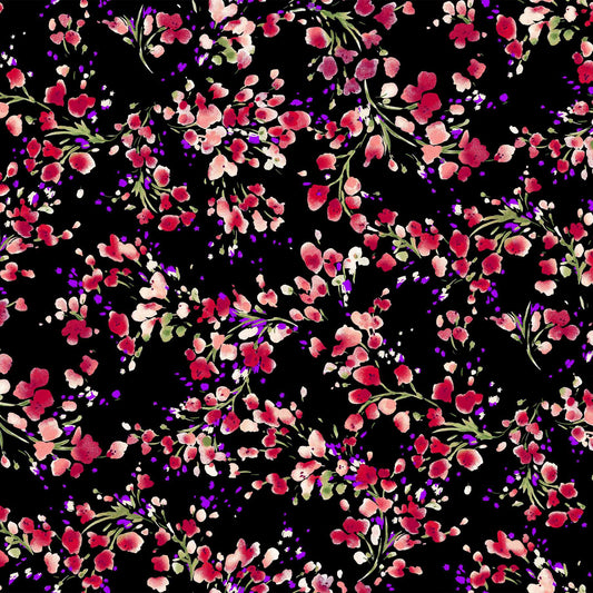 P-501-586-BLACK-RED - PRINTED CREPE CHIFFON 97% POLY 3% SPANDEX