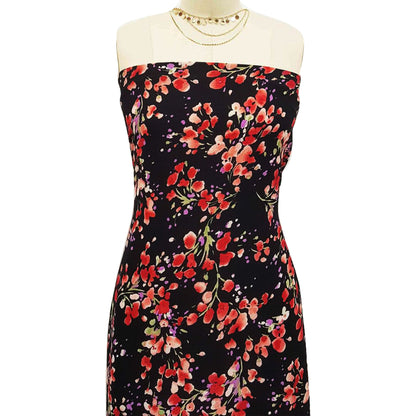 P-501-586-BLACK-RED - PRINTED CREPE CHIFFON 97% POLY 3% SPANDEX