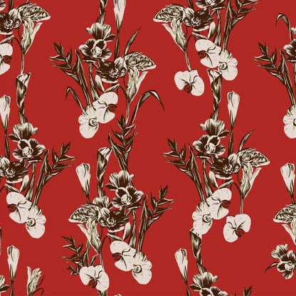P-505-586-MARSALA-MOSS - PRINTED CREPE CHIFFON 97% POLY 3% SPANDEX