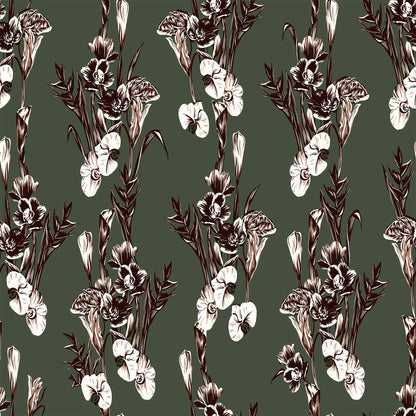 P-505-586-OLIVE-RUST - PRINTED CREPE CHIFFON 97% POLY 3% SPANDEX