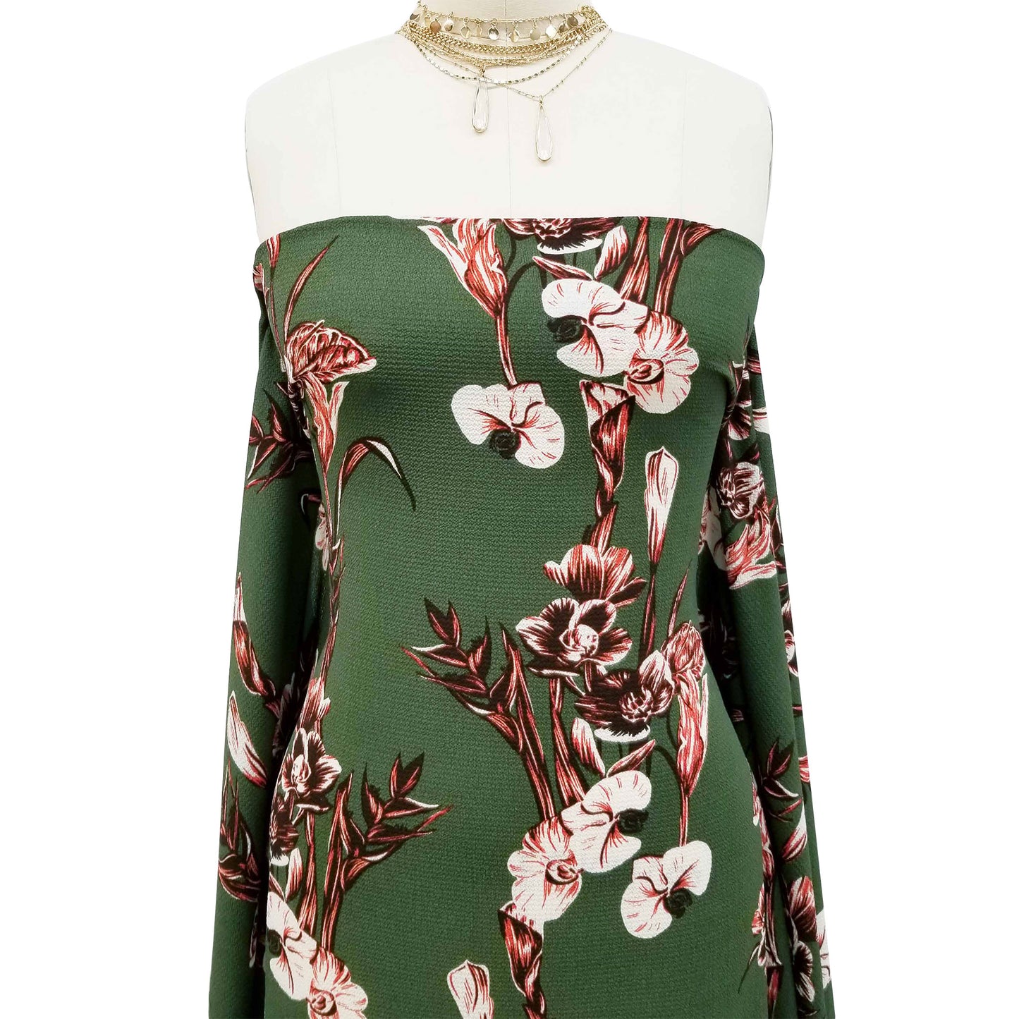 P-505-586-OLIVE-RUST - PRINTED CREPE CHIFFON 97% POLY 3% SPANDEX