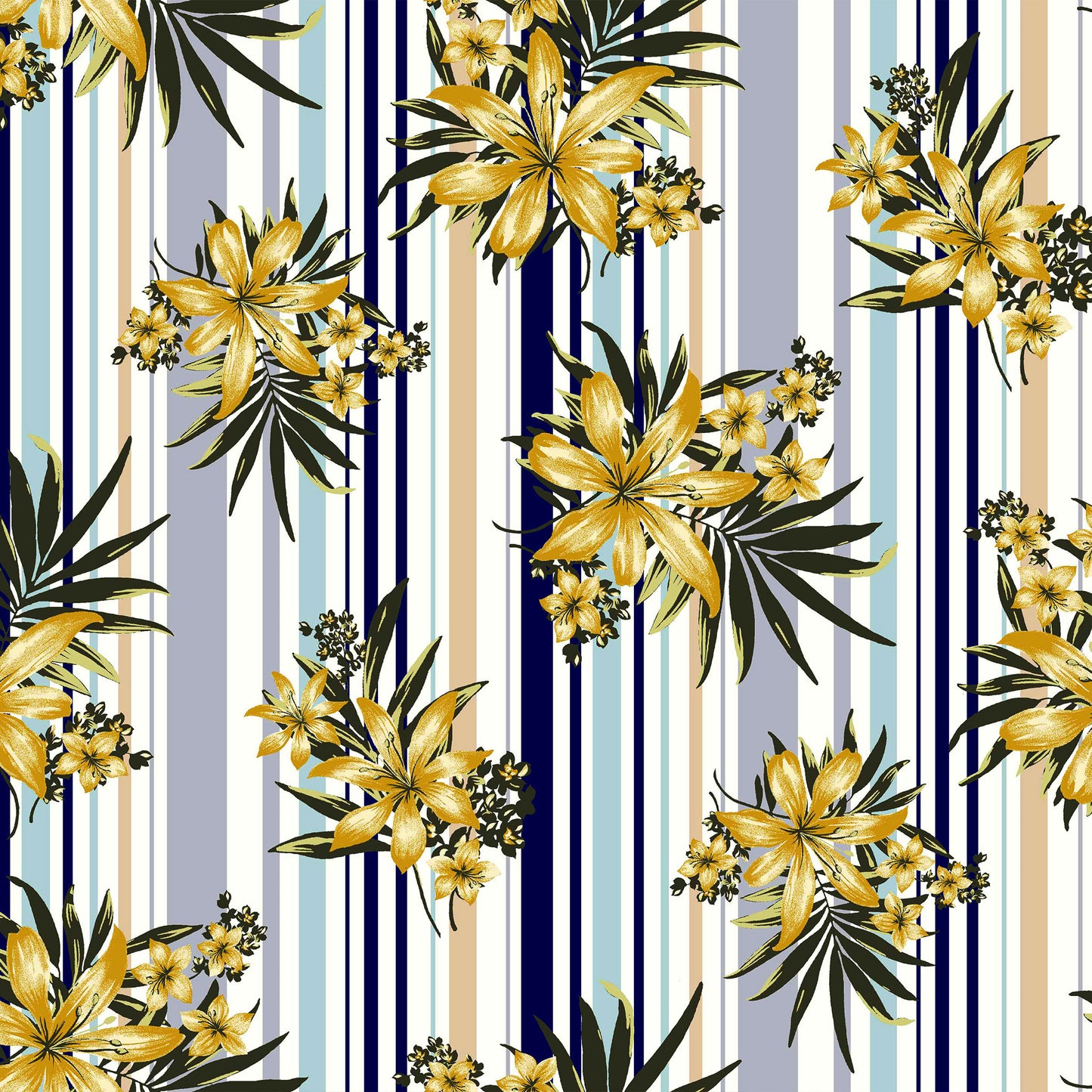 P-508-586-NAVY-MUSTARD - PRINTED CREPE CHIFFON 97% POLY 3% SPANDEX