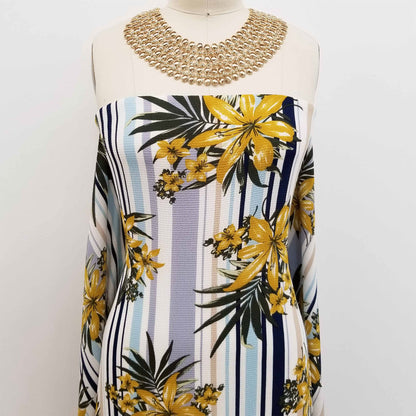 P-508-586-NAVY-MUSTARD - PRINTED CREPE CHIFFON 97% POLY 3% SPANDEX