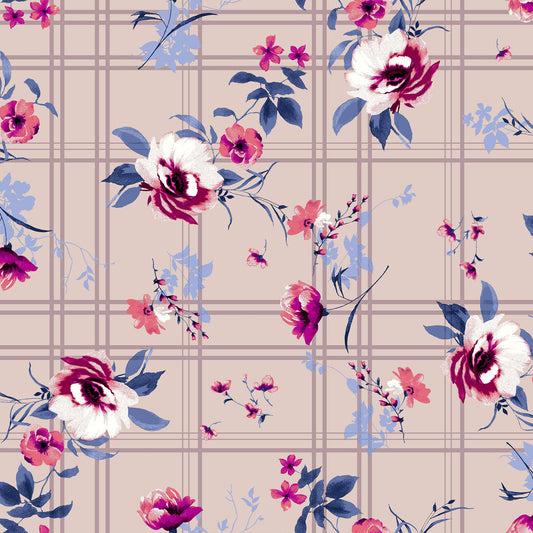 P-521-586-BLUSH-GUAVA - PRINTED CREPE CHIFFON 97% POLY 3% SPANDEX