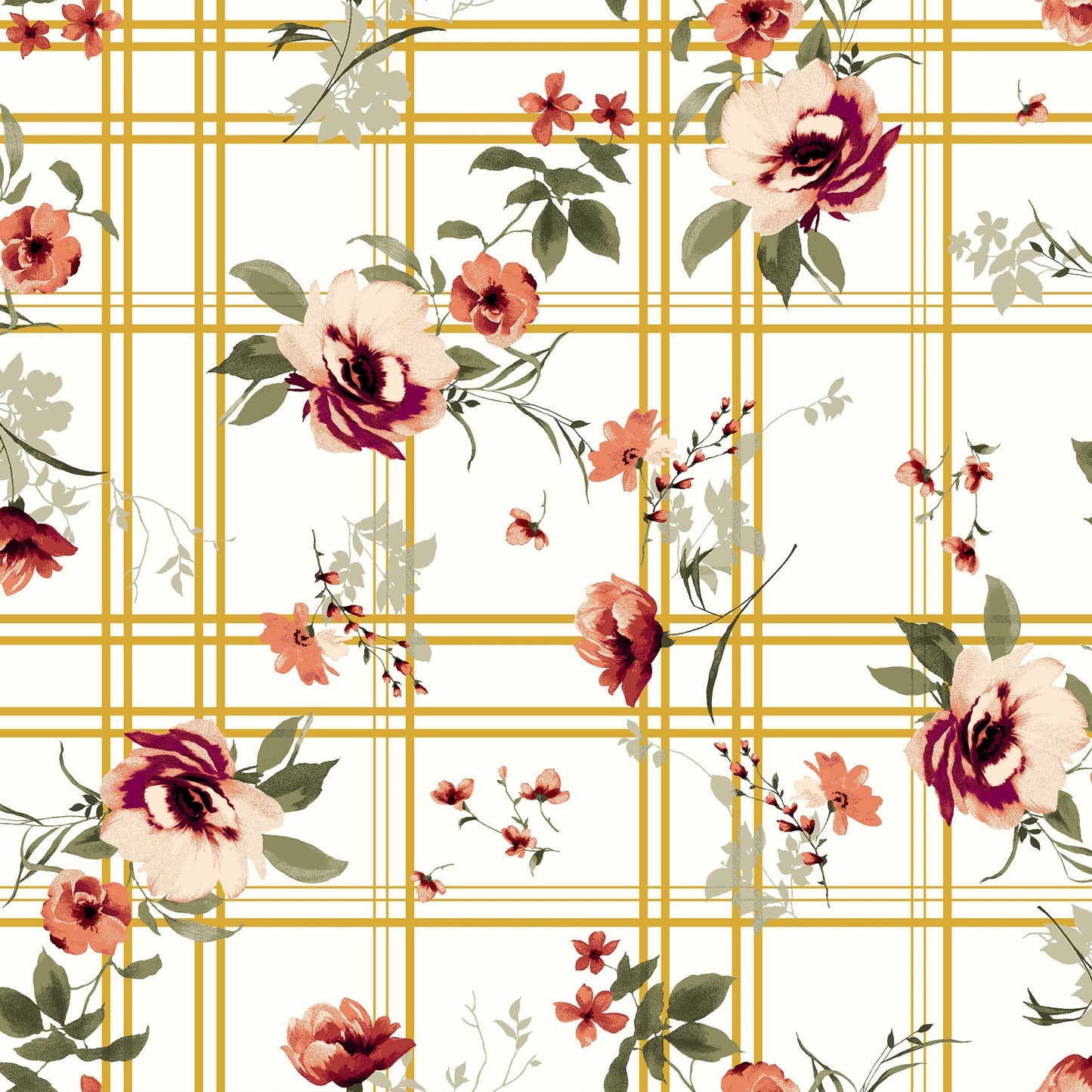 P-521-586-OFFWHITE-PEACH - PRINTED CREPE CHIFFON 97% POLY 3% SPANDEX