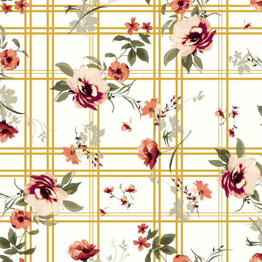 P-521-586-OFFWHITE-PEACH - PRINTED CREPE CHIFFON 97% POLY 3% SPANDEX