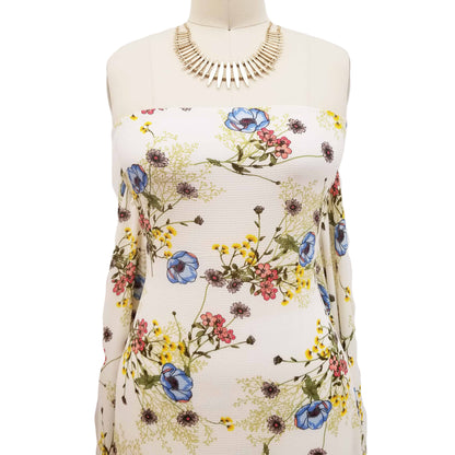 P-522-586-OFFWHITE-BLUE - PRINTED CREPE CHIFFON 97% POLY 3% SPANDEX