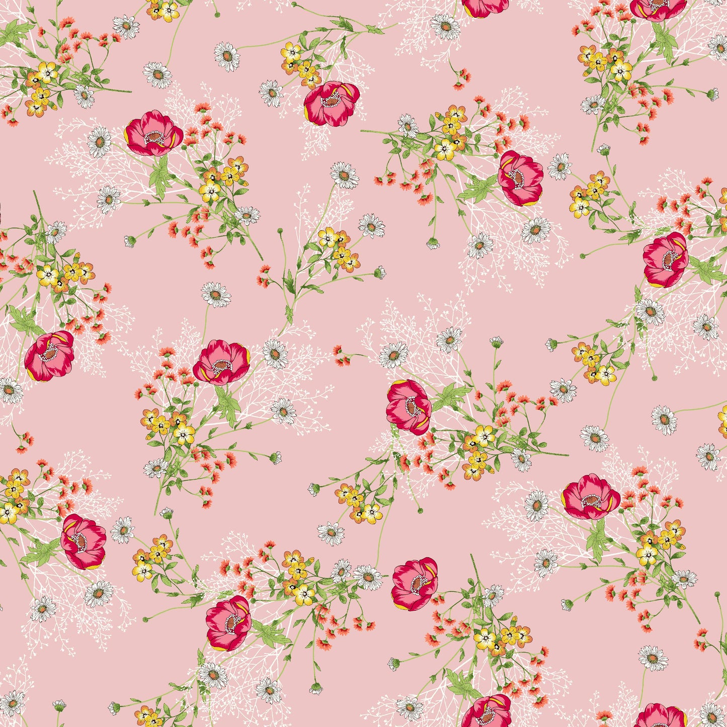 P-522-586-PINK-RED - PRINTED CREPE CHIFFON 97% POLY 3% SPANDEX