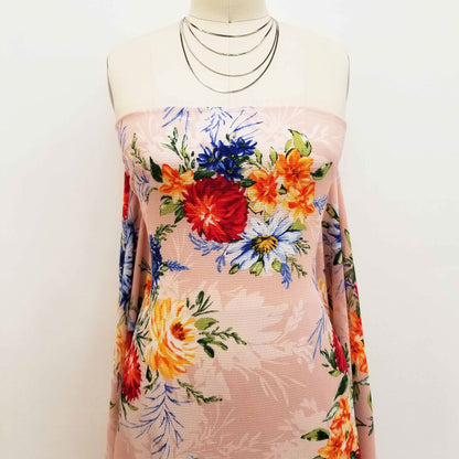 P-527-586-BLUSH-ROYAL - PRINTED CREPE CHIFFON 97% POLY 3% SPANDEX