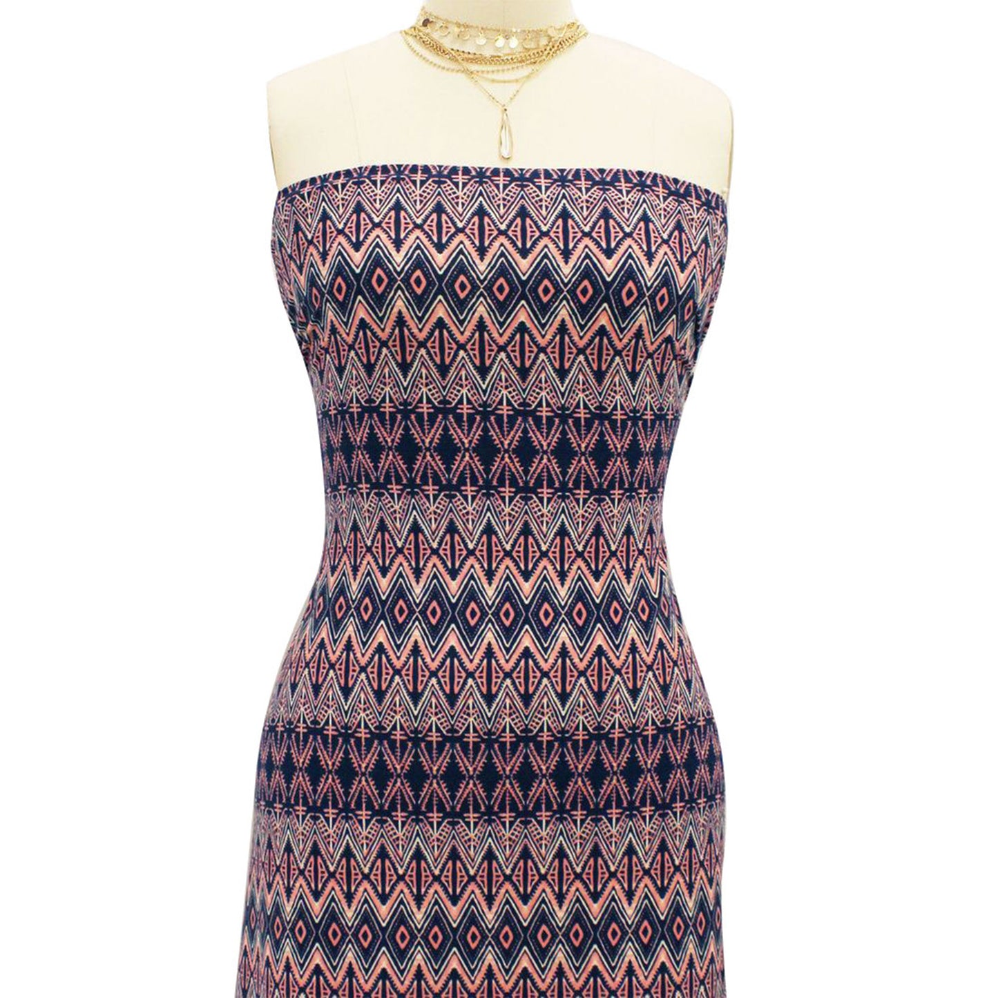 P-54-668-NAVY-CORAL - PRINTED DTY 92% POLY 8% SPANDEX DTY DOUBLE SIDED BRUSH