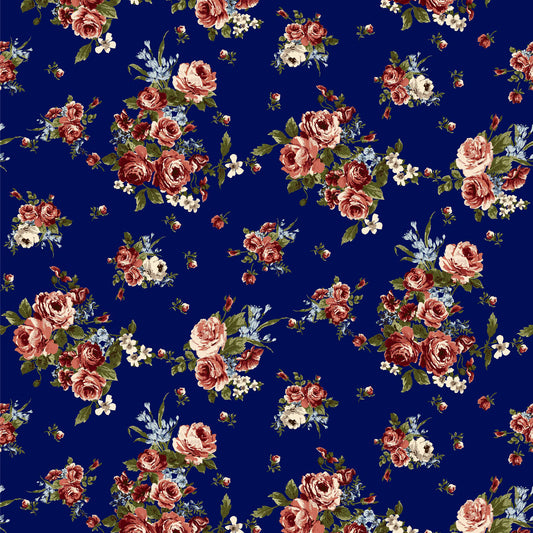 P-540-481-NAVY-DARK-PEACH - PRINTED LIVERPOOL 94% POLY 6% SPANDEX