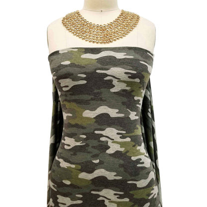 P-581-506-ARMY-GREEN-OLIVE - PRINTED FRENCH TERRY 63%POLY  33%RAYON  4% SPANDEX