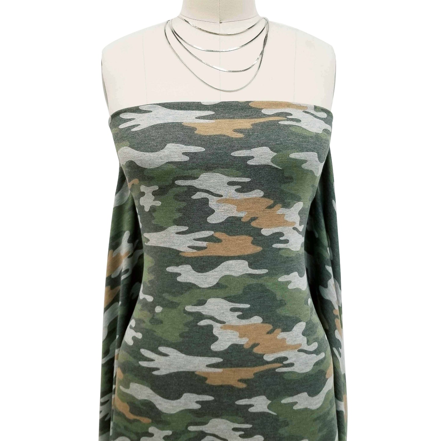 P-581-506-OLIVE-APRICOT-PRINTED FRENCH TERRY 63%POLY  33%RAYON  4% SPANDEX