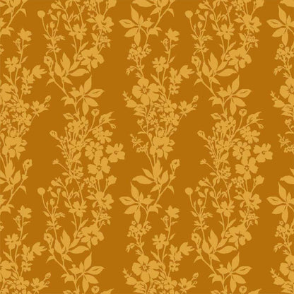 P-593-VELVET-MUSTARD - PRINTED BURNT-OUT VELVET 68% POLY 24% NYLON 8% SPANDEX