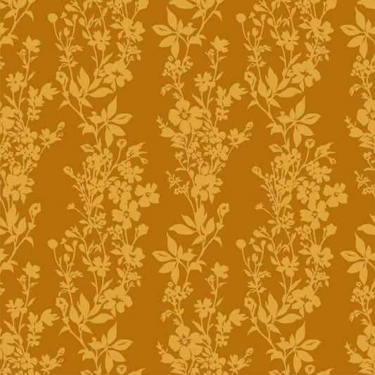 P-593-VELVET-MUSTARD - PRINTED BURNT-OUT VELVET 68% POLY 24% NYLON 8% SPANDEX