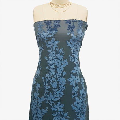 P-593-VELVET-PEACOCK - PRINTED BURNT-OUT VELVET 68% POLY 24% NYLN 8% SPANDEX