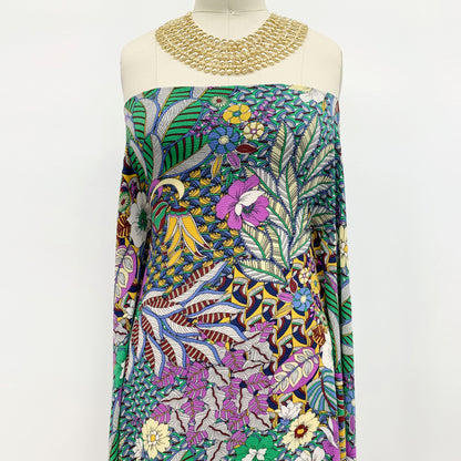 P-596-586-KELLY-GREEN-ORCHID - PRINTED CREPE CHIFFON 97% POLY 3% SPANDEX