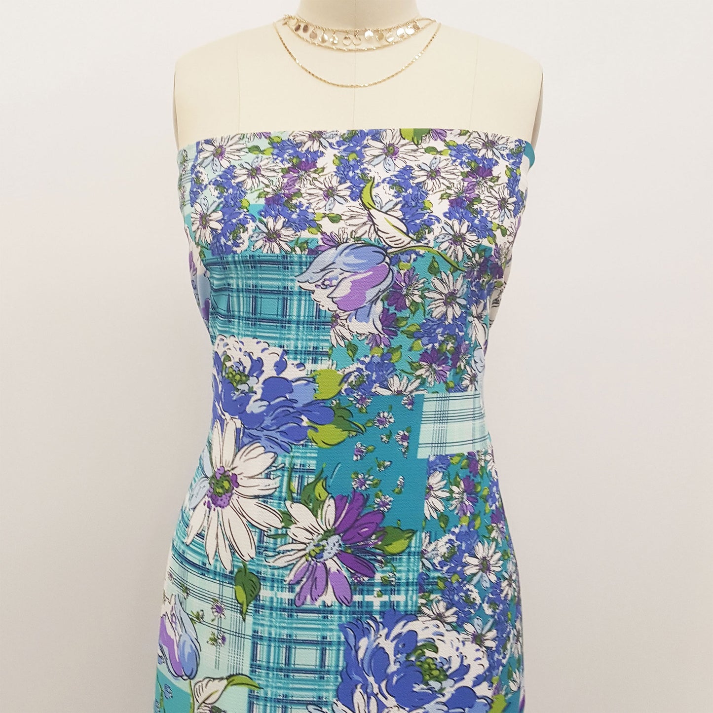 P-597-586-TURQUOISE-BLUE - PRINTED CREPE CHIFFON 97% POLY 3% SPANDEX