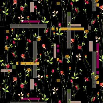 P-600-504-BLACK-RED - PRINTED WOOL DOBBY 100% POLYESTER