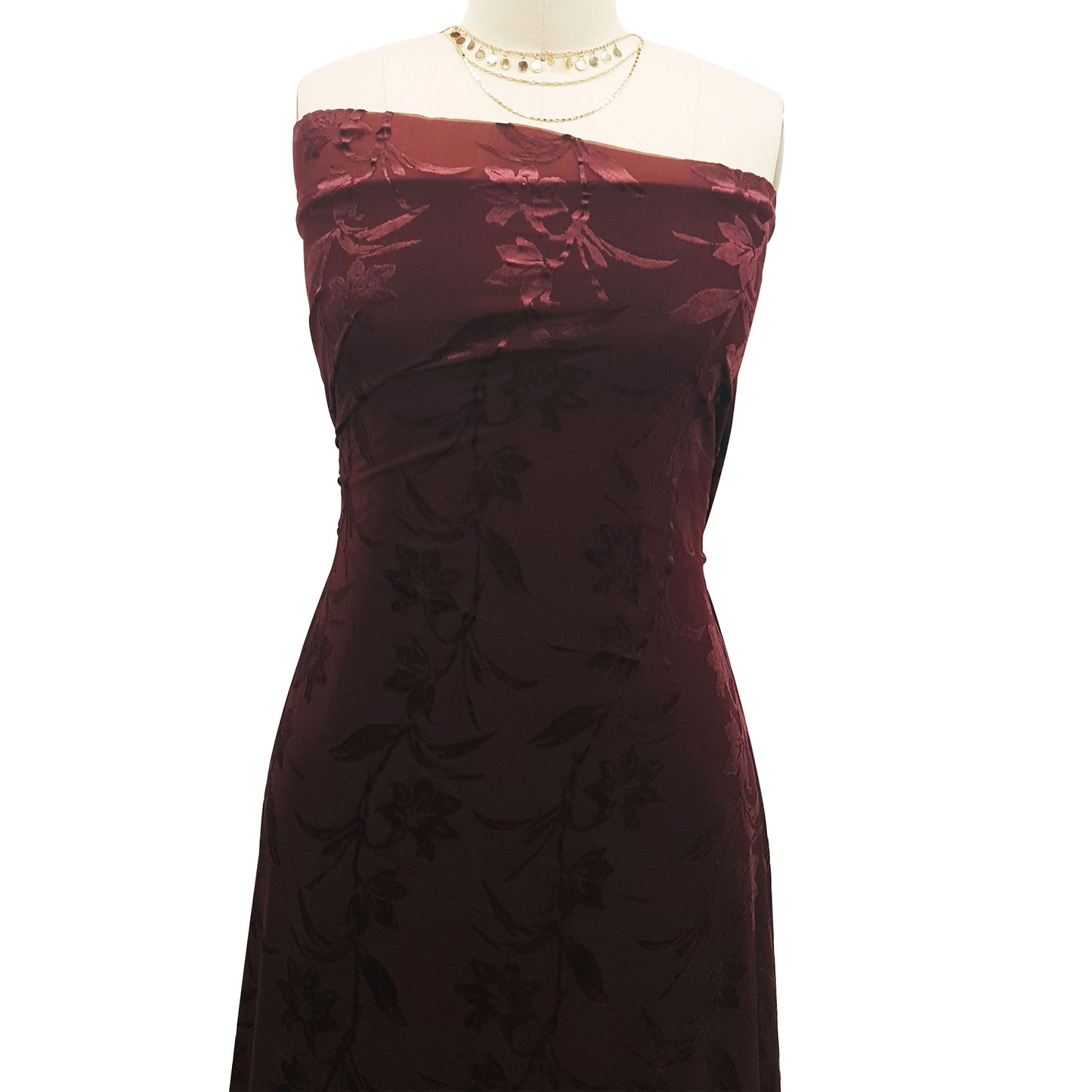 P-603-VELVET-BURGUNDY - PRINTED BURNT-OUT VELVET 68% POLY 24% NYLON 8% SPANDEX