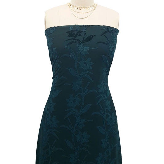 P-603-VELVET-TEAL - PRINTED BURNT-OUT VELVET 68% POLY 24% NYLN 8% SPANDEX