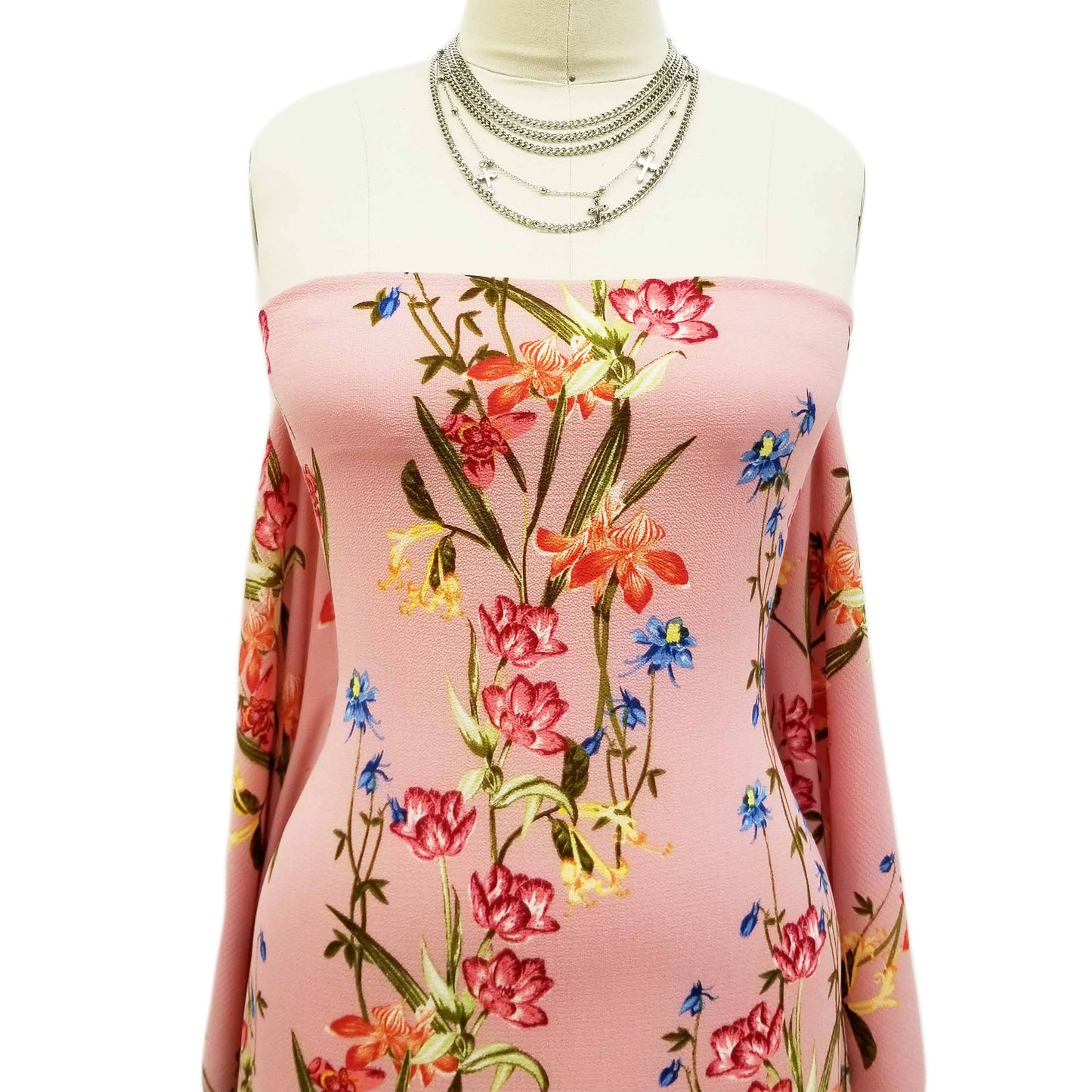 P-607-586-MAUVE-CORAL - PRINTED CREPE CHIFFON 97% POLY 3% SPANDEX