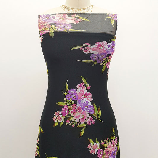 P-61-453-BLACK-PINK - PRINTED POLY POWER MESH 92%POLY 8%SPANDEX