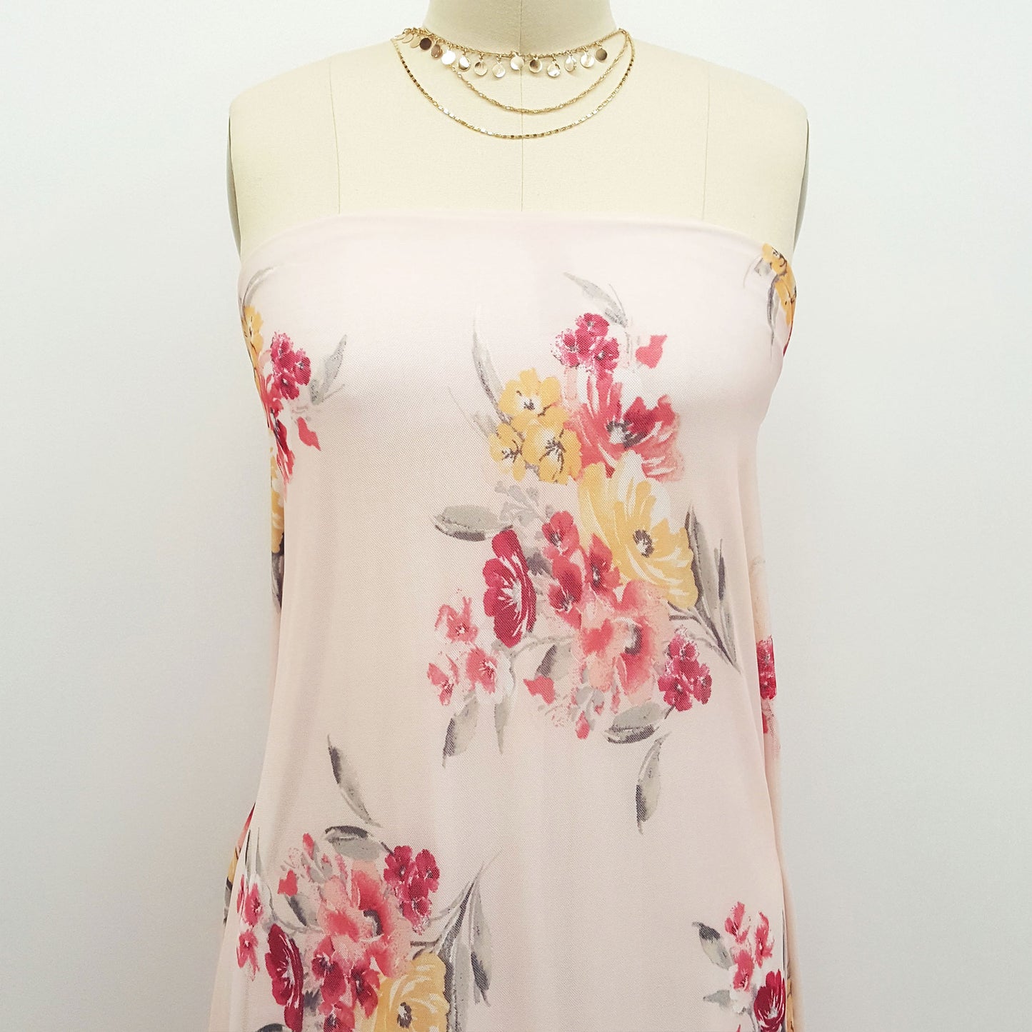 P-61-453-BLUSH-CORAL - PRINTED POLY POWER MESH 92%POLY 8%SPANDEX