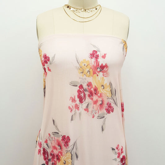 P-61-453-BLUSH-CORAL - PRINTED POLY POWER MESH 92%POLY 8%SPANDEX