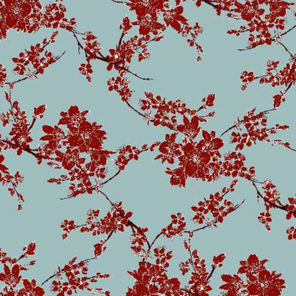 P-611-586-DUSTY-AQUA-RUST - PRINTED CREPE CHIFFON 97% POLY 3% SPANDEX