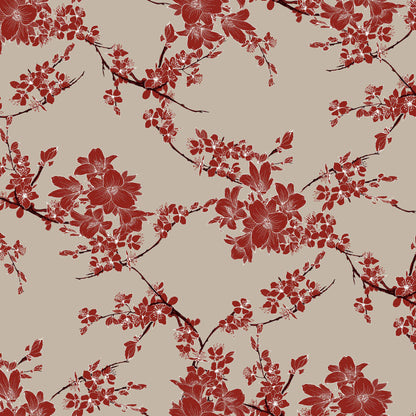 P-611-586-TAUPE-RUST - PRINTED CREPE CHIFFON 97% POLY 3% SPANDEX