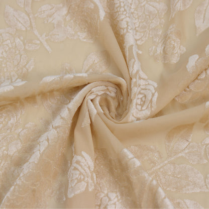 P-613-VELVET-BEIGE - PRINTED BURNT-OUT VELVET 68% POLY 24% NYLN 8% SPANDEX