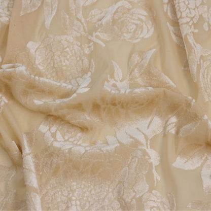 P-613-VELVET-BEIGE - PRINTED BURNT-OUT VELVET 68% POLY 24% NYLN 8% SPANDEX