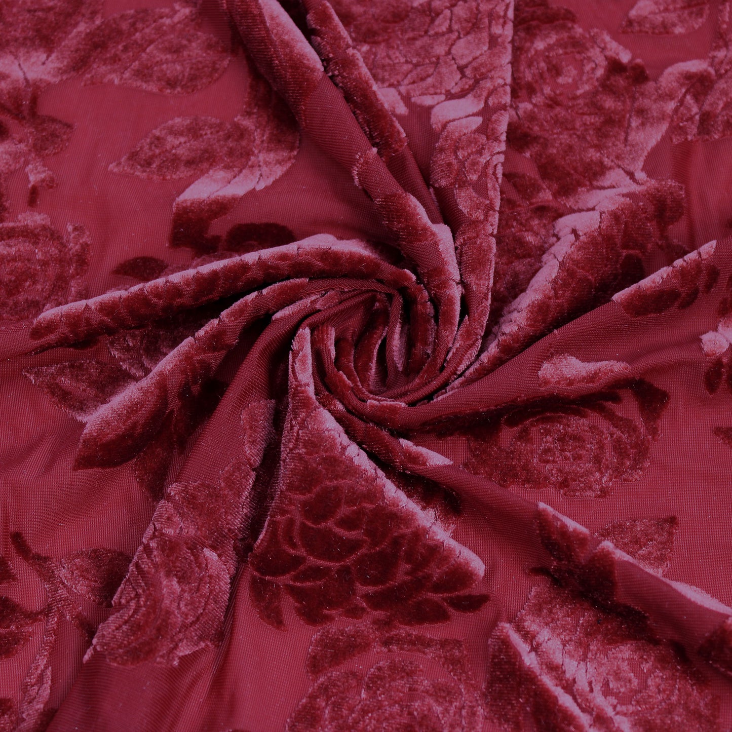 P-613-VELVET-MAROON - PRINTED BURNT-OUT VELVET 68% POLY 24% NYLN 8% SPANDEX