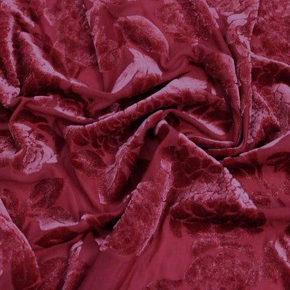 P-613-VELVET-MAROON - PRINTED BURNT-OUT VELVET 68% POLY 24% NYLN 8% SPANDEX