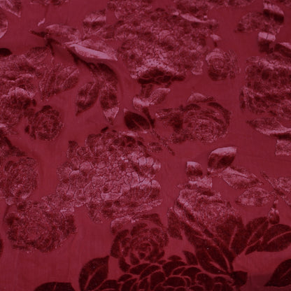 P-613-VELVET-MAROON - PRINTED BURNT-OUT VELVET 68% POLY 24% NYLN 8% SPANDEX