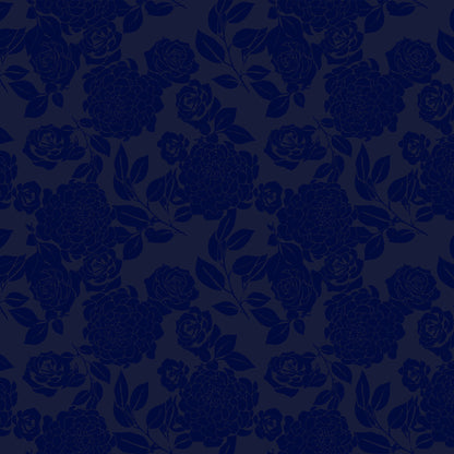 P-613-VELVET-NAVY - PRINTED BURNT-OUT VELVET 68% POLY 24% NYLN 8% SPANDEX