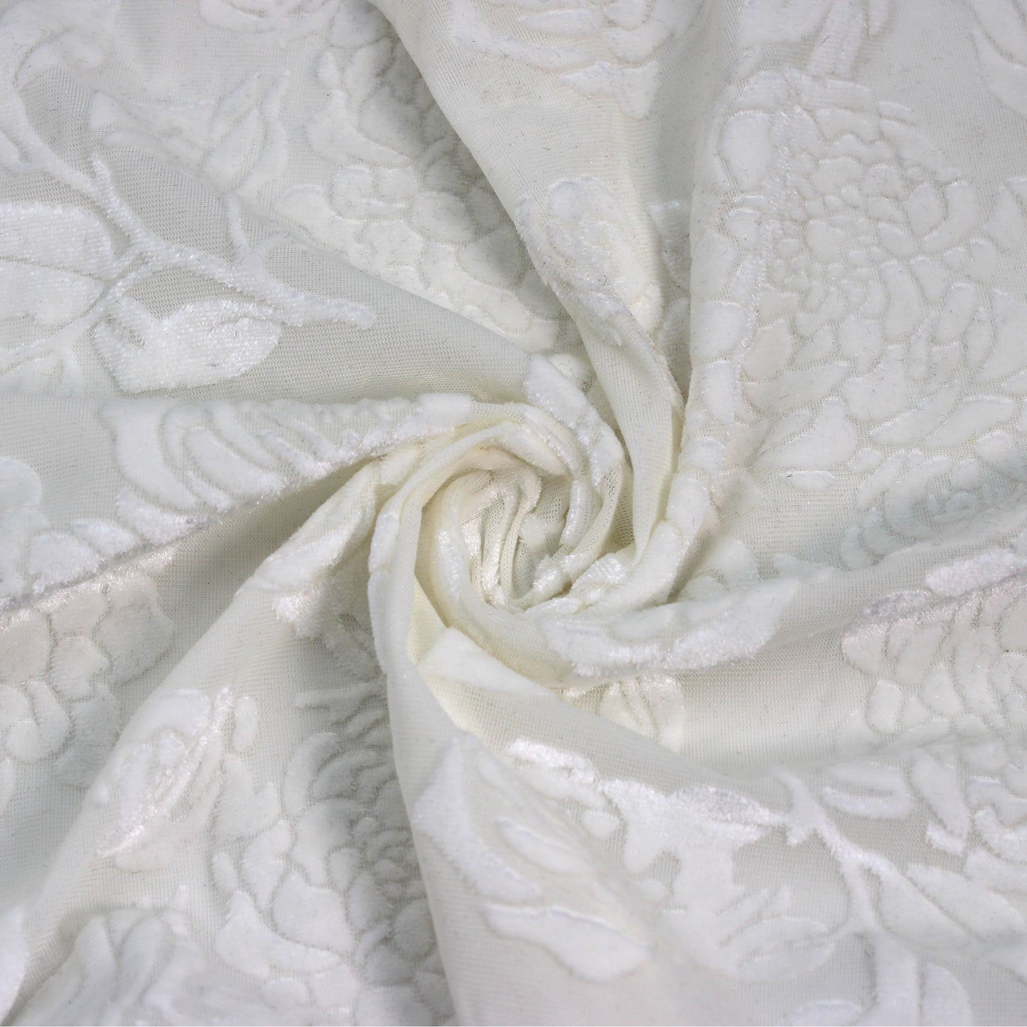 P-613-VELVET-OFFWHITE - PRINTED BURNT-OUT VELVET 68% POLY 24% NYLN 8% SPANDEX