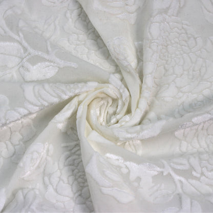 P-613-VELVET-OFFWHITE - PRINTED BURNT-OUT VELVET 68% POLY 24% NYLN 8% SPANDEX