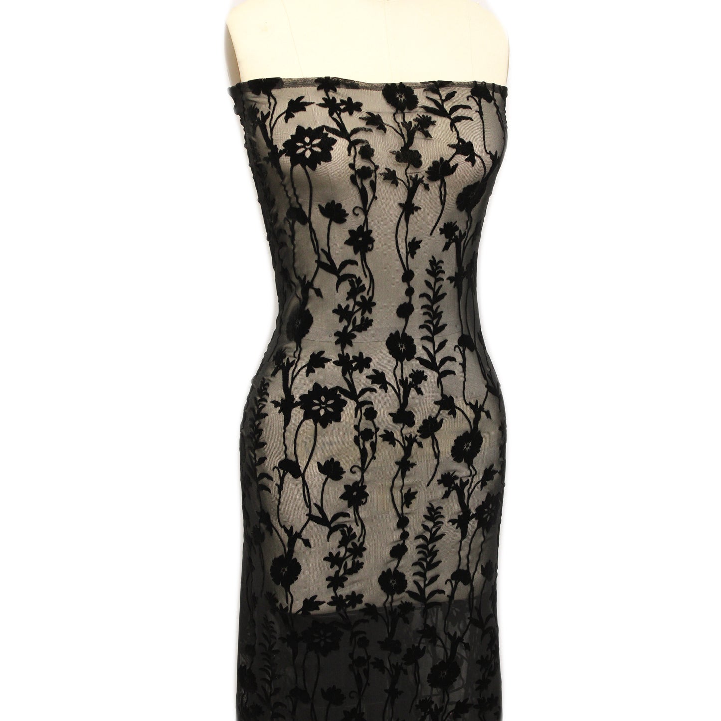 P-613-453-BLACK - PRINTED POLY POWER MESH FLOCKING 92% POLY 8% SPANDEX