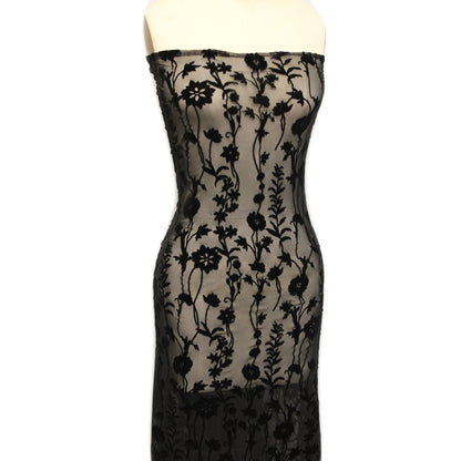 P-613-453-BLACK - PRINTED POLY POWER MESH FLOCKING 92% POLY 8% SPANDEX