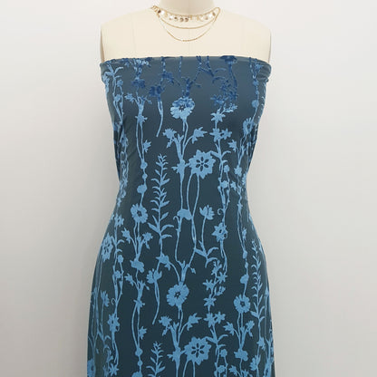 P-614-VELVET-PEACOCK - PRINTED BURNT-OUT VELVET 68% POLY 24% NYLN 8% SPANDEX