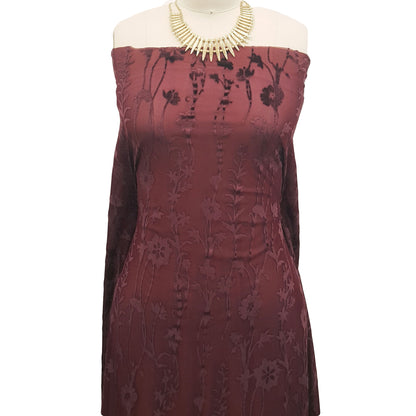 P-614-VELVET-BURGUNDY - PRINTED BURNT-OUT VELVET 68% POLY 24% NYLN 8% SPANDEX