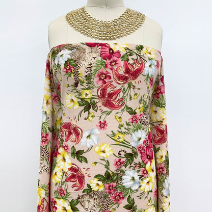 P-619-586-BLUSH-YELLOW - PRINTED CREPE CHIFFON 97% POLY 3% SPANDEX