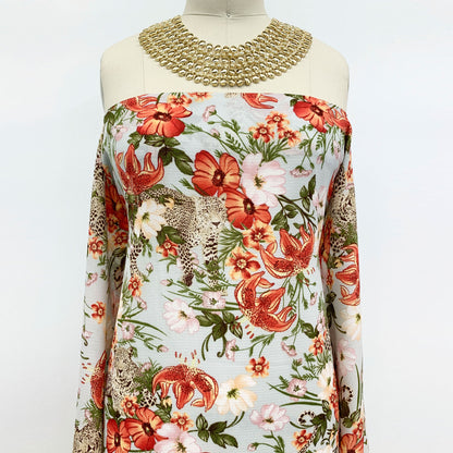 P-619-586-FROST-PINK - PRINTED CREPE CHIFFON 97% POLY 3% SPANDEX