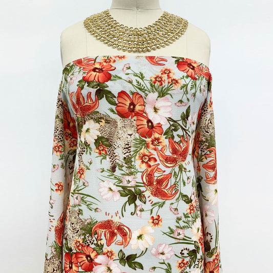 P-619-586-FROST-PINK - PRINTED CREPE CHIFFON 97% POLY 3% SPANDEX