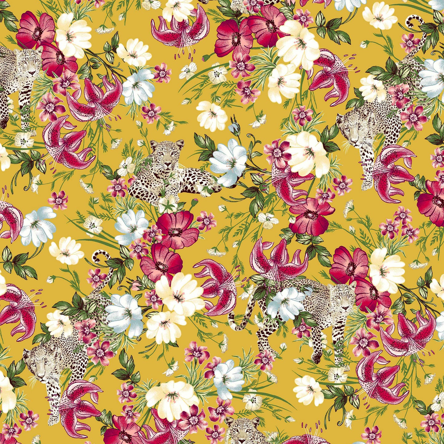 P-619-586-GOLDEN-MUSTARD-RED - PRINTED CREPE CHIFFON 97% POLY 3% SPANDEX